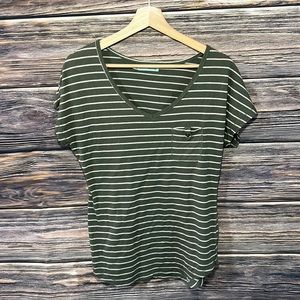 Maurice’s Green Striped V-Neck